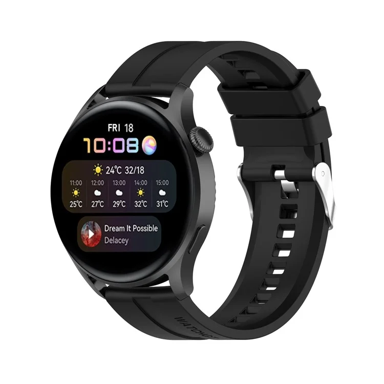 Ersatz Silikon Verstellbares Uhrenbandgurt 22 mm Für Huawei Uhr 3/uhr 3 Pro/uhr GT 2 46mm - Schwarz