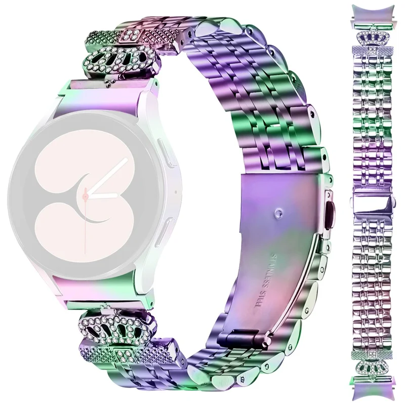 Watch Band with Quick Release Connector For Samsung Galaxy Watch 5 Pro  /  5  /  5 Active  /  4  /  4 Classic  /  4 Active 7-Bead Crown Strap - Colorful