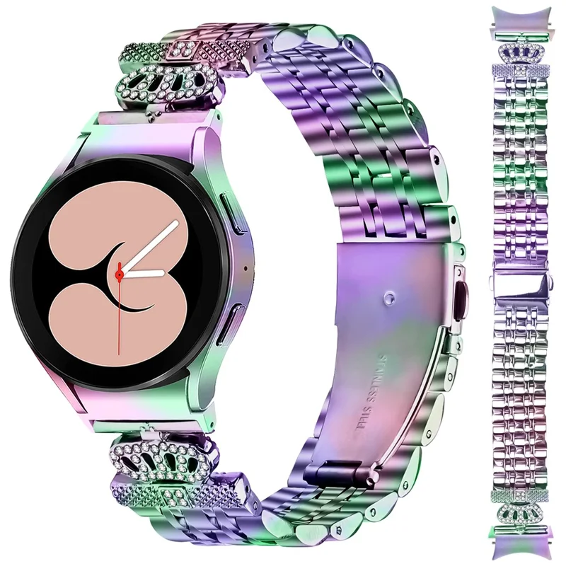 Watch Band with Quick Release Connector For Samsung Galaxy Watch 5 Pro  /  5  /  5 Active  /  4  /  4 Classic  /  4 Active 7-Bead Crown Strap - Colorful