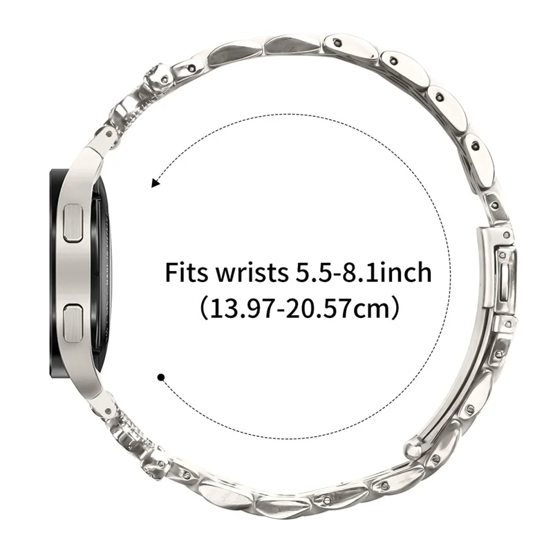 Watch Band with Quick Release Connector For Samsung Galaxy Watch7 44mm  /  40mm 7-Bead Rhinestone Crown Strap - Starlight