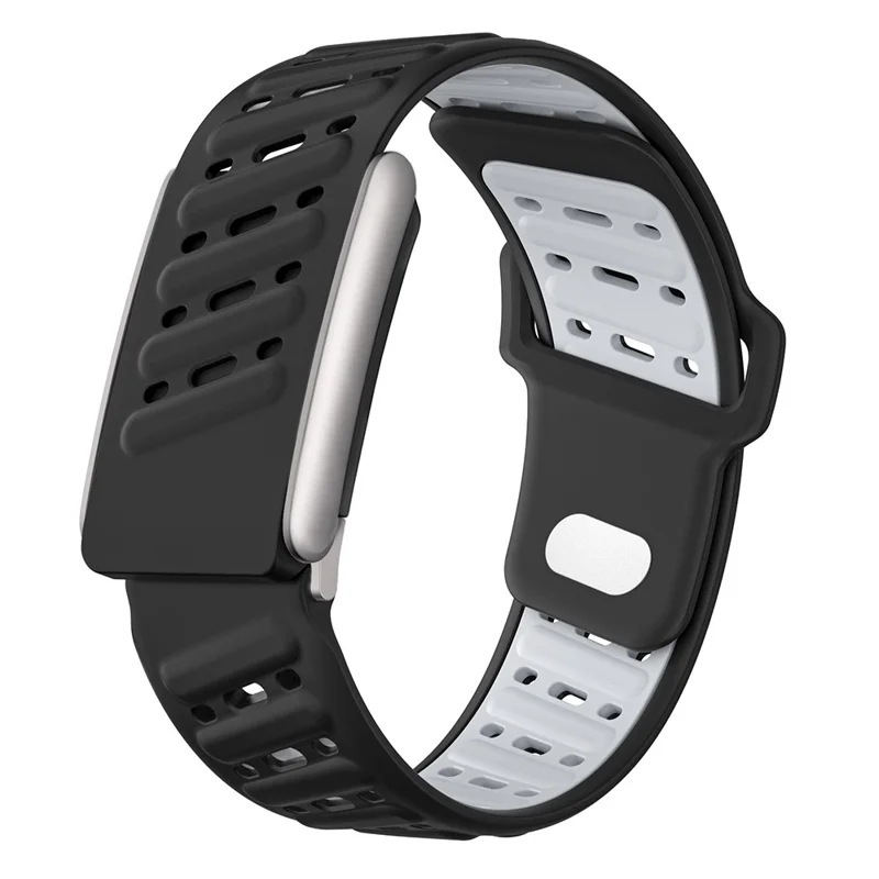 Correa de repuesto para WHOOP 5.0 con diseño de dos colores, transpirable, de silicona - Negro / Gris Claro