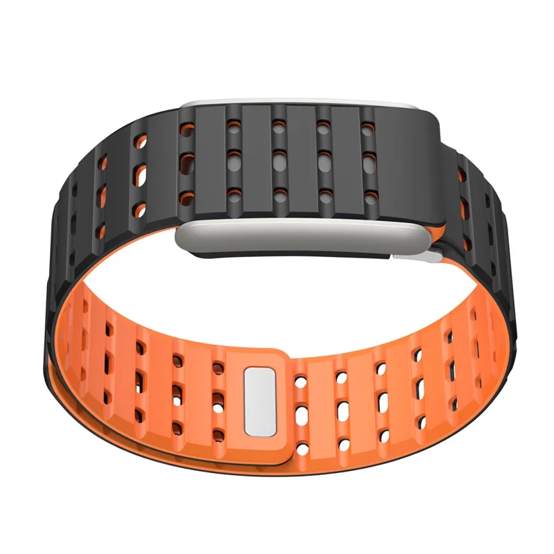 Correa WHOOP 5.0 Transpirable de Diseño Bicolor - Banda de Silicona para Reloj con Cierre Magnético - Negro / Naranja