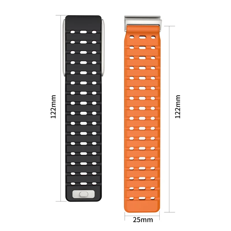 Correa WHOOP 5.0 Transpirable de Diseño Bicolor - Banda de Silicona para Reloj con Cierre Magnético - Negro / Naranja
