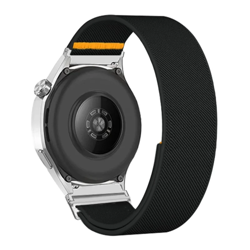 For Samsung Galaxy Watch7 44mm / 40mm Nylon Watch Band 20mm Adjustable Elastic Replacement Strap - Black