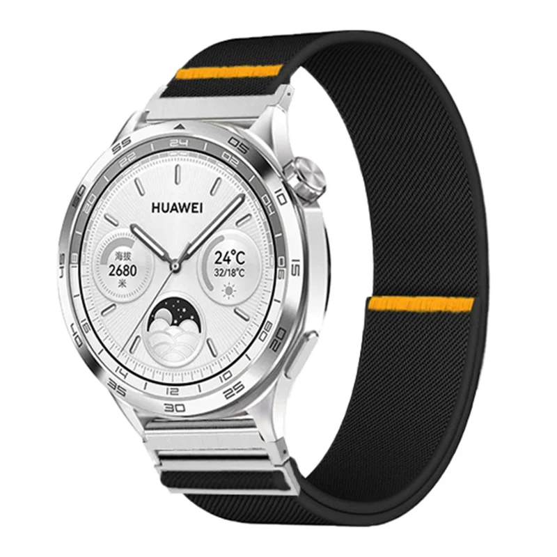 For Samsung Galaxy Watch7 44mm / 40mm Nylon Watch Band 20mm Adjustable Elastic Replacement Strap - Black