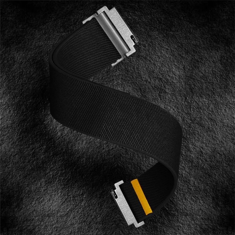 For Samsung Galaxy Watch7 44mm / 40mm Nylon Watch Band 20mm Adjustable Elastic Replacement Strap - Black