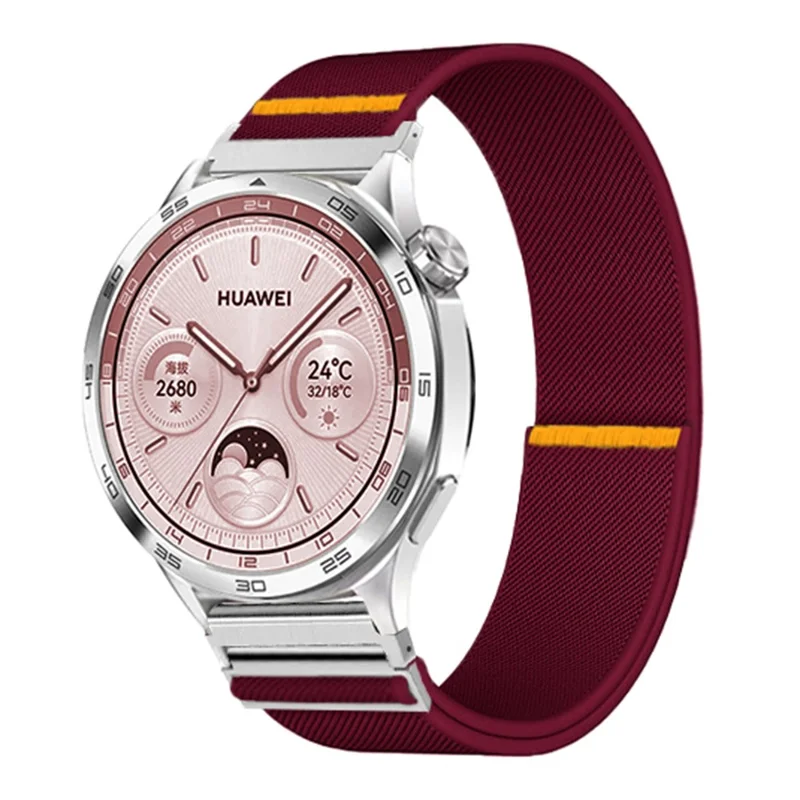 Für Samsung Galaxy Watch7 44mm / 40mm Nylon Uhrenarmband 20mm Verstellbares Elastisches Ersatzarmband - Weinrot