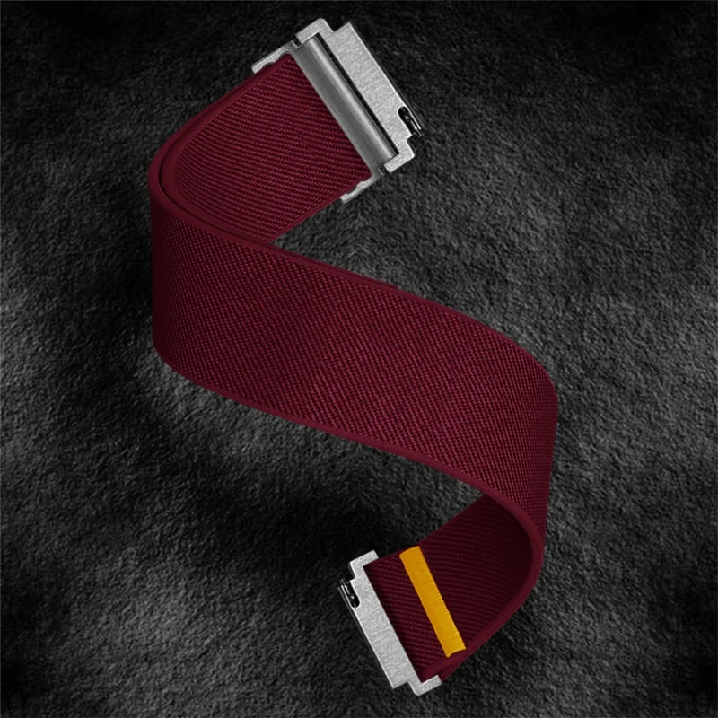 Für Samsung Galaxy Watch7 44mm / 40mm Nylon Uhrenarmband 20mm Verstellbares Elastisches Ersatzarmband - Weinrot