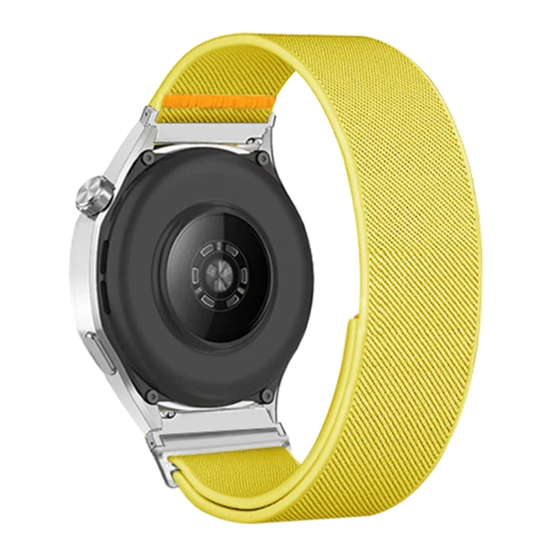 For Huawei Watch GT 5 46mm Nylon Watch Band 22mm Adjustable Elastic Replacement Strap - Yellow