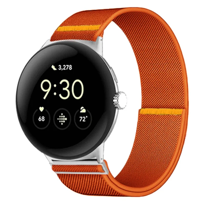 For Google Pixel Watch 3 45mm Nylon Watch Band Adjustable Elastic Replacement Strap - Orange
