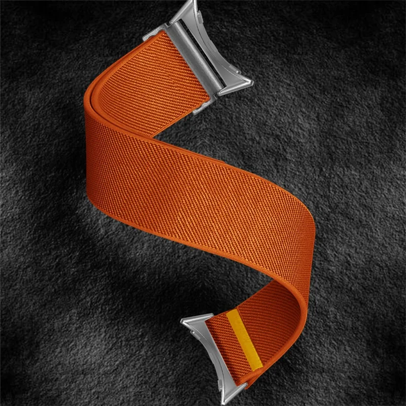 For Google Pixel Watch 3 45mm Nylon Watch Band Adjustable Elastic Replacement Strap - Orange