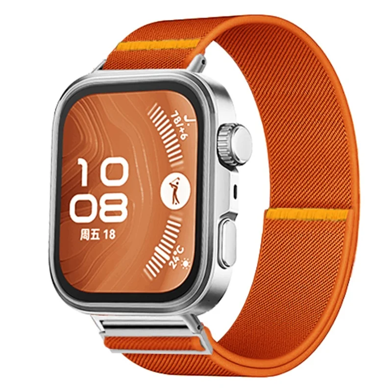 Nylon Uhrenarmband für Huawei Watch Fit 4 Pro / Fit 4 / Fit 3 Verstellbares Elastisches Ersatzarmband - Orange