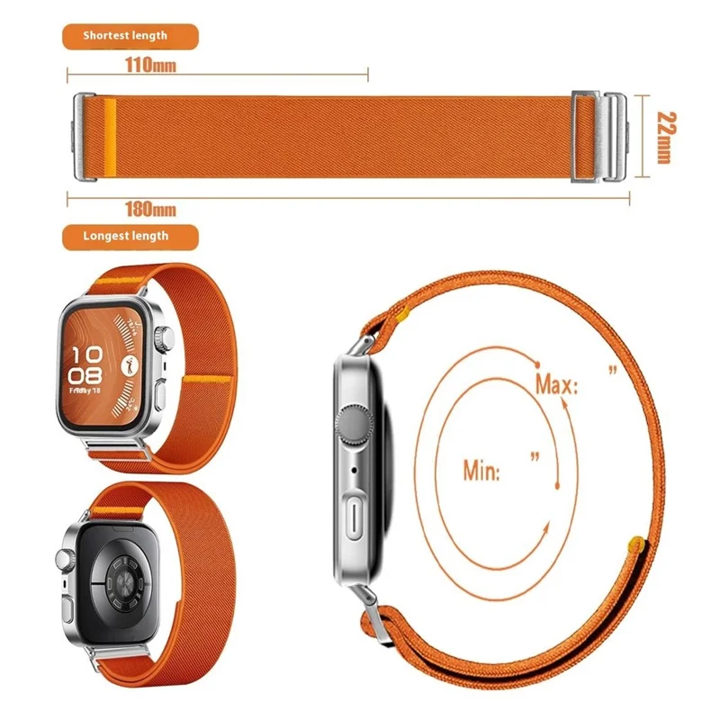 Nylon Uhrenarmband für Huawei Watch Fit 4 Pro / Fit 4 / Fit 3 Verstellbares Elastisches Ersatzarmband - Orange