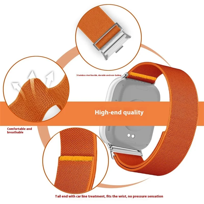 Bracelet de Montre en Nylon pour Xiaomi Smart Band 9 Pro / 8 Pro / Redmi Watch 5 / 4 - Bracelet de Remplacement Élastique Ajustable - Violet Fumé