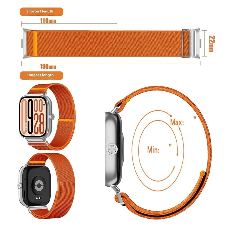 Bracelet de Montre en Nylon pour Xiaomi Smart Band 9 Pro / 8 Pro / Redmi Watch 5 / 4 - Bracelet de Remplacement Élastique Ajustable - Violet Fumé
