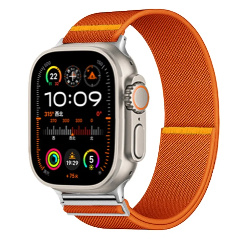 Nylon Uhrenarmband für Apple Watch Series 10 Ultra 9 8 7 SE 6 5 4 3 2 1 46mm 49mm 45mm 44mm 42mm Verstellbares Elastisches Ersatzarmband - Orange