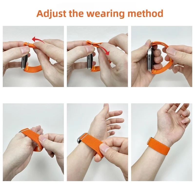 Nylon Uhrenarmband für Apple Watch Series 10 Ultra 9 8 7 SE 6 5 4 3 2 1 46mm 49mm 45mm 44mm 42mm Verstellbares Elastisches Ersatzarmband - Orange
