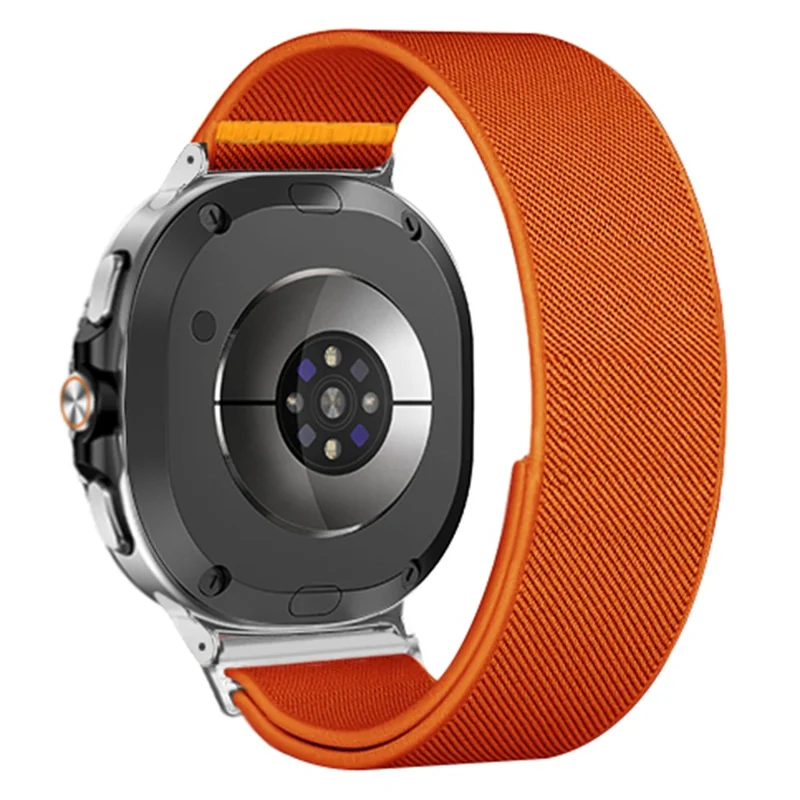 Nylon Watch Band for Samsung Galaxy Watch8 44mm / 40mm / Watch8 Classic 46mm Adjustable Elastic Replacement Strap - Orange