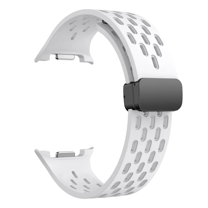 Breathable Silicone Strap for Samsung Galaxy Watch8 44mm / 40mm / Watch8 Classic 46mm Multi Hole Magnetic Buckle Watch Band - White