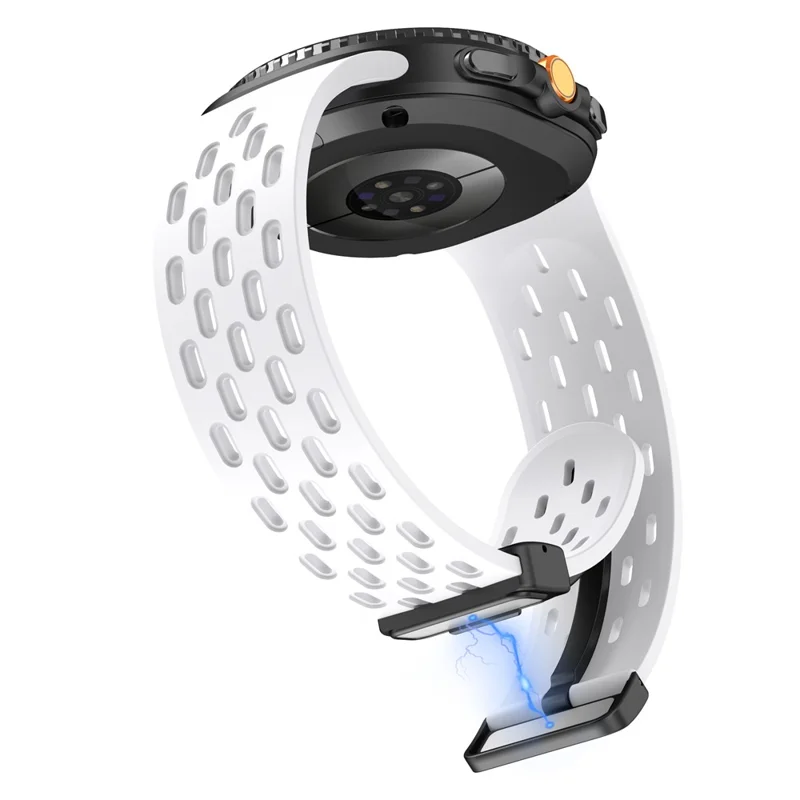 Breathable Silicone Strap for Samsung Galaxy Watch8 44mm / 40mm / Watch8 Classic 46mm Multi Hole Magnetic Buckle Watch Band - White