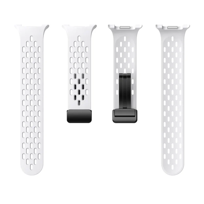 Breathable Silicone Strap for Samsung Galaxy Watch8 44mm / 40mm / Watch8 Classic 46mm Multi Hole Magnetic Buckle Watch Band - White