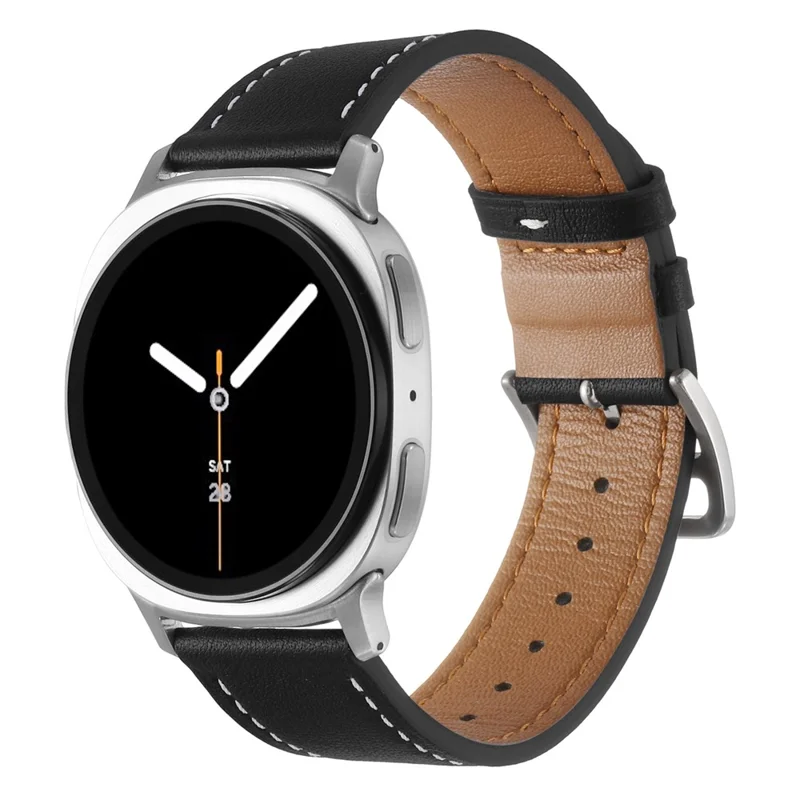 Replacement Strap for Samsung Galaxy Watch8 44mm / 40mm / Watch8 Classic 46mm Genuine Cow Leather Watch Band - Black