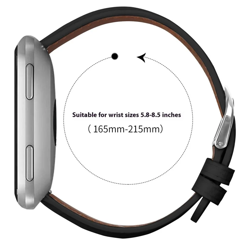 Replacement Strap for Fitbit Versa / Versa Lite / Versa 2 Litchi Texture PU Leather Watch Band with Metal Buckle - Black