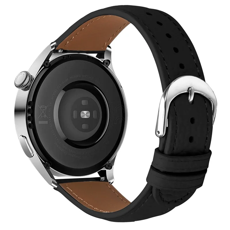 Replacement Strap for Huawei Watch GT 4 46mm Litchi Texture PU Leather Watch Band with Metal Buckle - Black