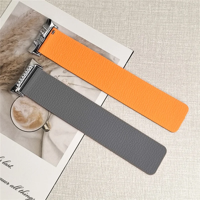 Correa de reloj de silicona Huawei Watch D2 con textura de lichi, magnética - Gris / Naranja