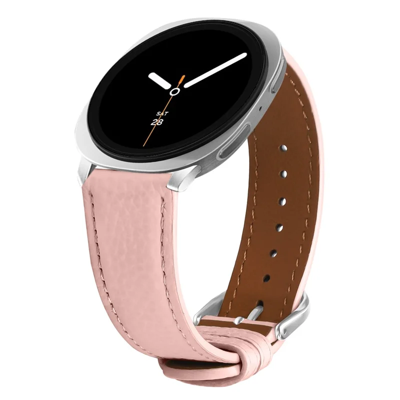 Replacement Strap for Samsung Galaxy Watch8 44mm / 40mm / Classic 46mm Litchi Texture PU Leather Watch Band with Metal Buckle - Light Pink