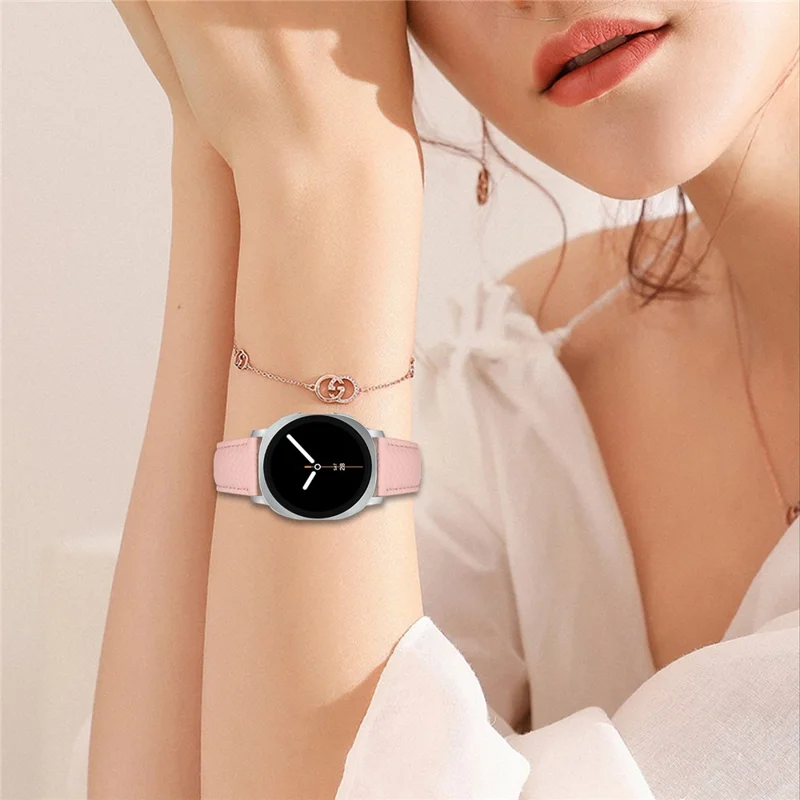 Replacement Strap for Samsung Galaxy Watch8 44mm / 40mm / Classic 46mm Litchi Texture PU Leather Watch Band with Metal Buckle - Light Pink