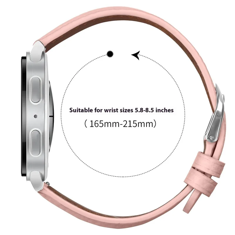 Replacement Strap for Samsung Galaxy Watch8 44mm / 40mm / Classic 46mm Litchi Texture PU Leather Watch Band with Metal Buckle - Light Pink