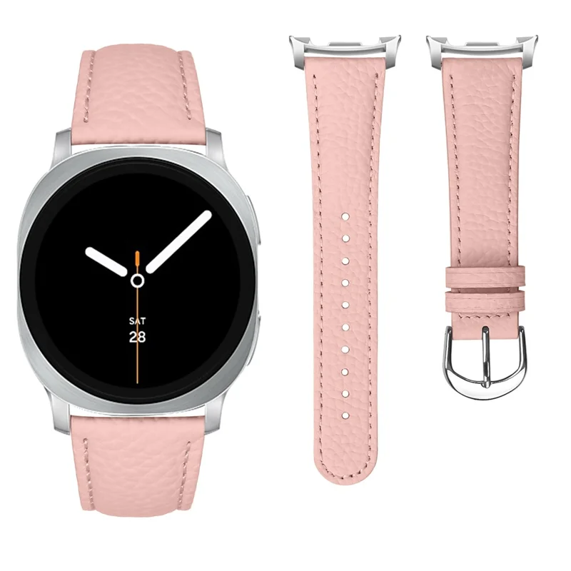 Сменный ремешок для Samsung Galaxy Watch Ultra 47 мм, текстура личи, кожаный ремешок с металлической пряжкой - светло-розовый