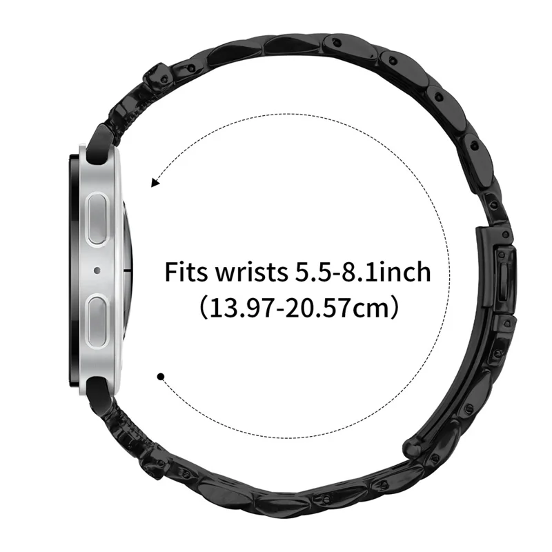 Bracelet de montre avec connecteur pour Samsung Galaxy Watch8 44mm / 40mm / 8 Classic 46mm 7-Bead Rhinestone Crown Metal Strap - Noir