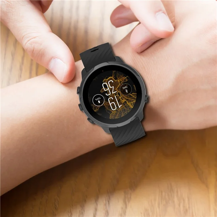 24mm Soft Silicone Replacement Accessory Watch Band Wrist Strap for Suunto Spartan Sport / Spartan Sport Wrist HR / Suunto 9 / 9 Baro / Suunto 7 / Suunto D5 - Black