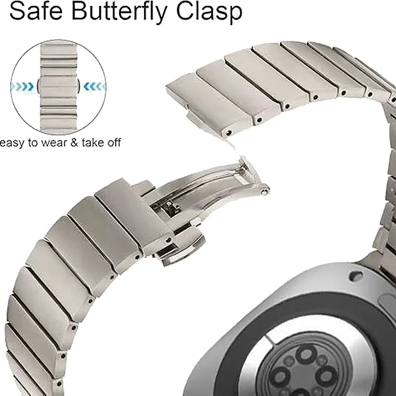 For Samsung Galaxy Watch8 44mm / 40mm / 8 Classic 46mm Titanium Alloy One-bead Watch Strap with Butterfly Clasp - Titanium