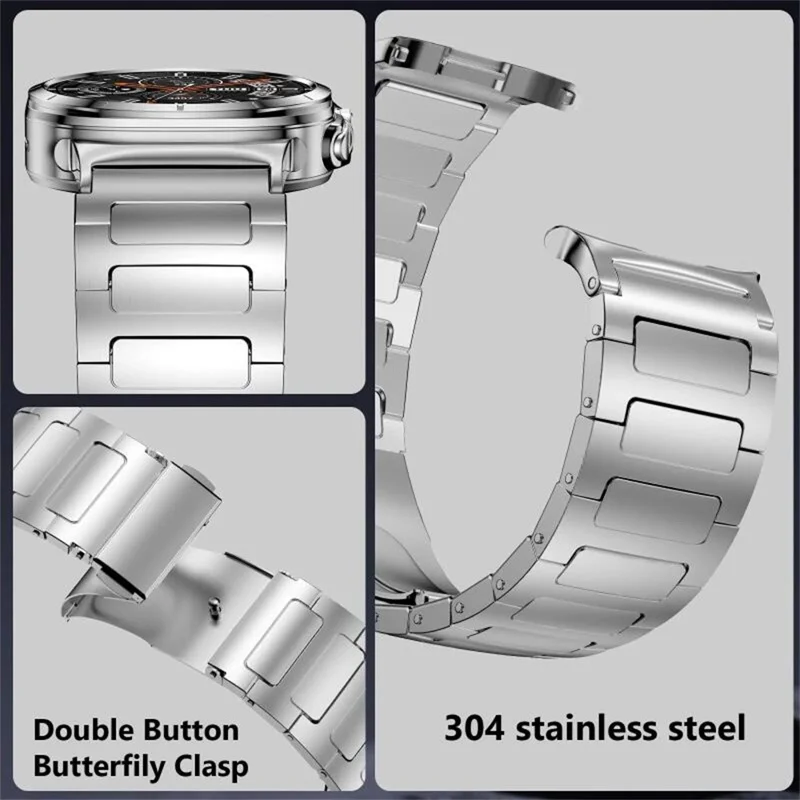 Replacement Strap For Samsung Galaxy Watch8 44mm / 40mm / 8 Classic 46mm H-Link Stainless Steel Watch Band - Silver