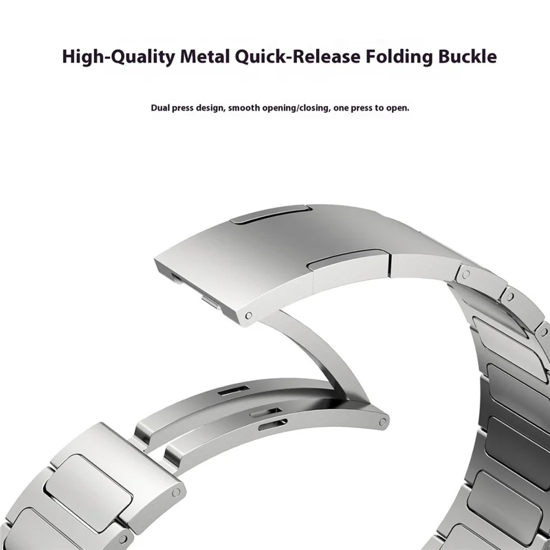 For Huawei Watch 5 42mm Titanium Alloy Watch Band Metal Watch Strap with Folding Clasp - Silver