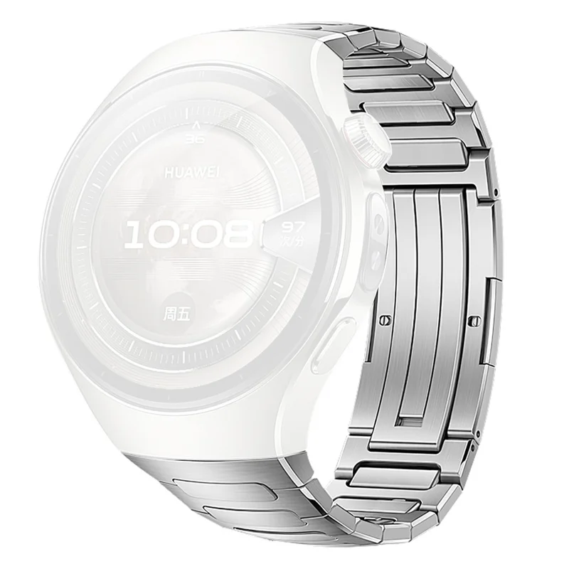 For Huawei Watch 5 46mm Titanium Alloy Metal Watch Band H-Link Design Folding Clasp Strap - Silver