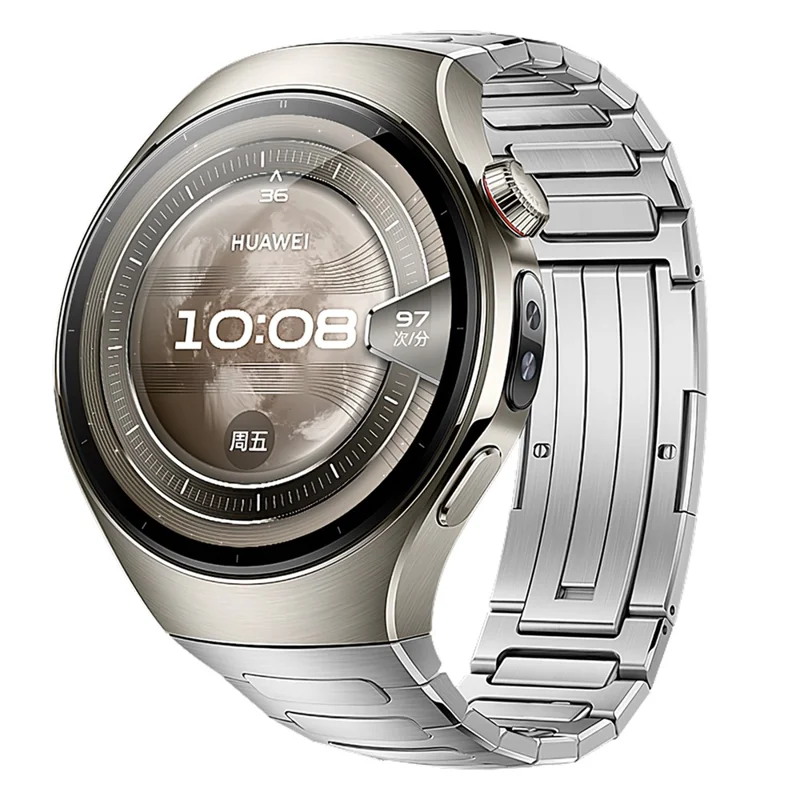 For Huawei Watch 5 46mm Titanium Alloy Metal Watch Band H-Link Design Folding Clasp Strap - Silver