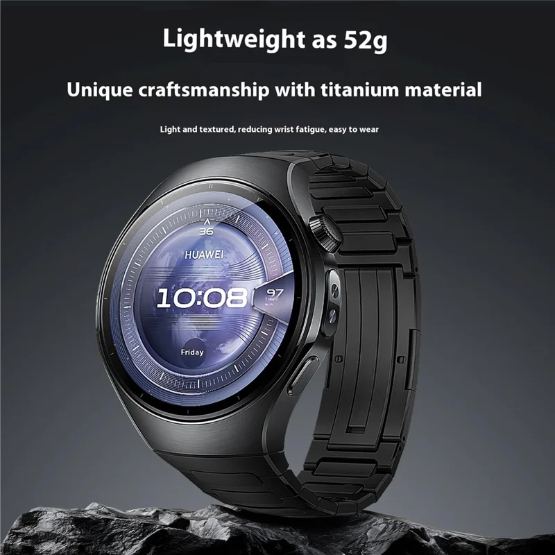For Huawei Watch 5 46mm Titanium Alloy Metal Watch Band H-Link Design Folding Clasp Strap - Silver