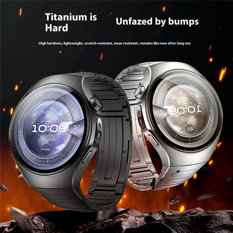 For Huawei Watch 5 46mm Titanium Alloy Metal Watch Band H-Link Design Folding Clasp Strap - Silver