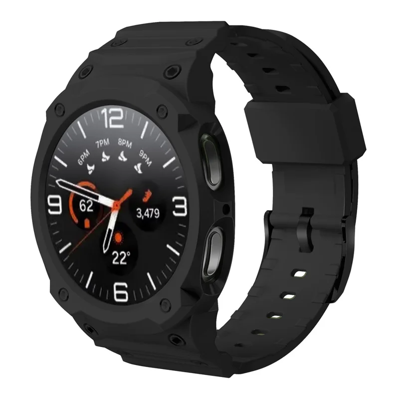 Samsung Galaxy Watch8 44mm Pulseira de Relógio TPU Integrada com Caixa Antirroubo do Relógio - Preto