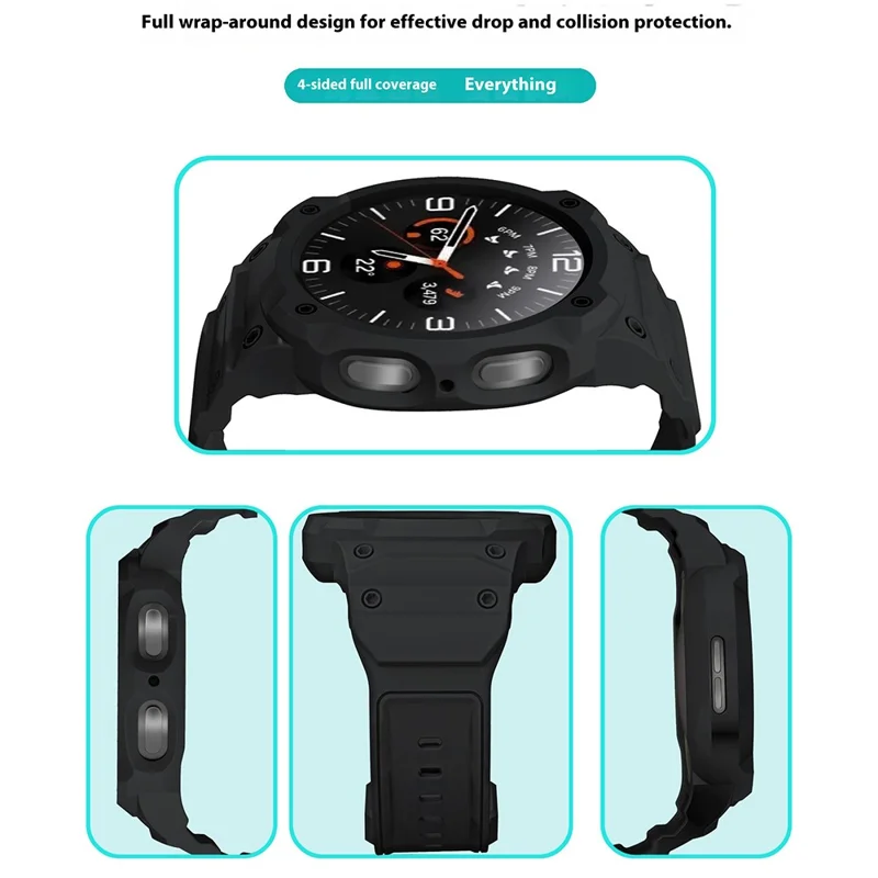 Samsung Galaxy Watch8 44mm Pulseira de Relógio TPU Integrada com Caixa Antirroubo do Relógio - Preto