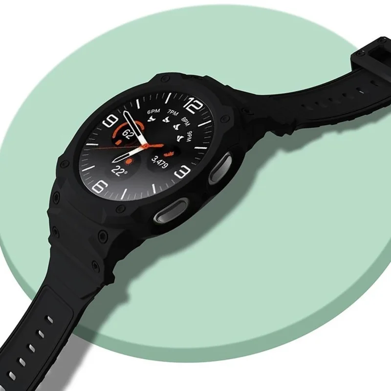 Samsung Galaxy Watch8 44mm Pulseira de Relógio TPU Integrada com Caixa Antirroubo do Relógio - Preto