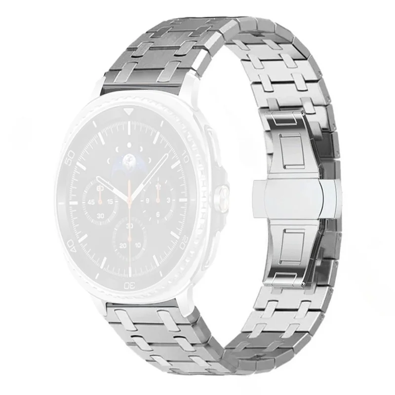 Für Samsung Galaxy Watch Ultra (2025) 47mm / Watch Ultra 47mm Edelstahl-Armband mit Schmetterlingsschließe - Silber