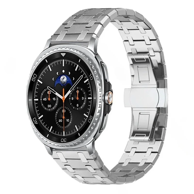 Für Samsung Galaxy Watch Ultra (2025) 47mm / Watch Ultra 47mm Edelstahl-Armband mit Schmetterlingsschließe - Silber