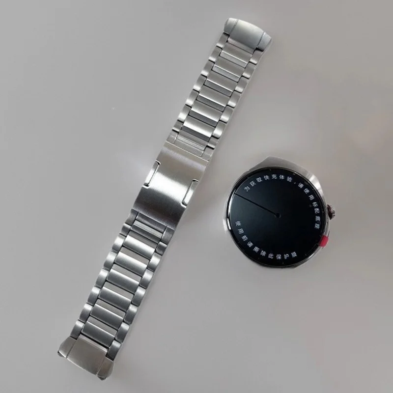 For Huawei Watch 5 46mm Titanium Alloy Watch Band Beveled Three-Bead Buckle Wrist Strap