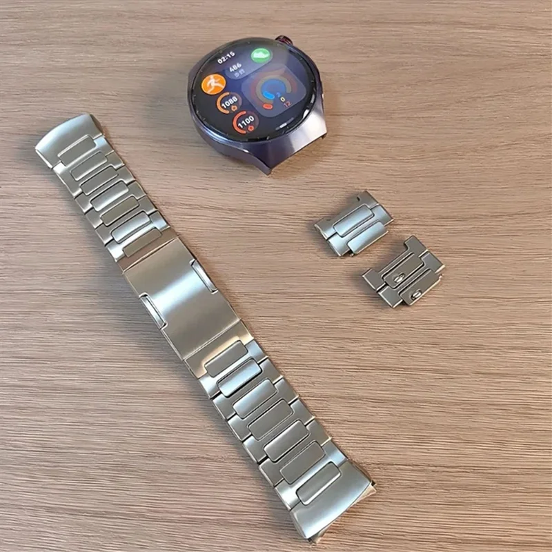 For Huawei Watch 5 42mm Titanium Alloy One-bead Watch Band Quick Release Metal Replacement Strap - Silver