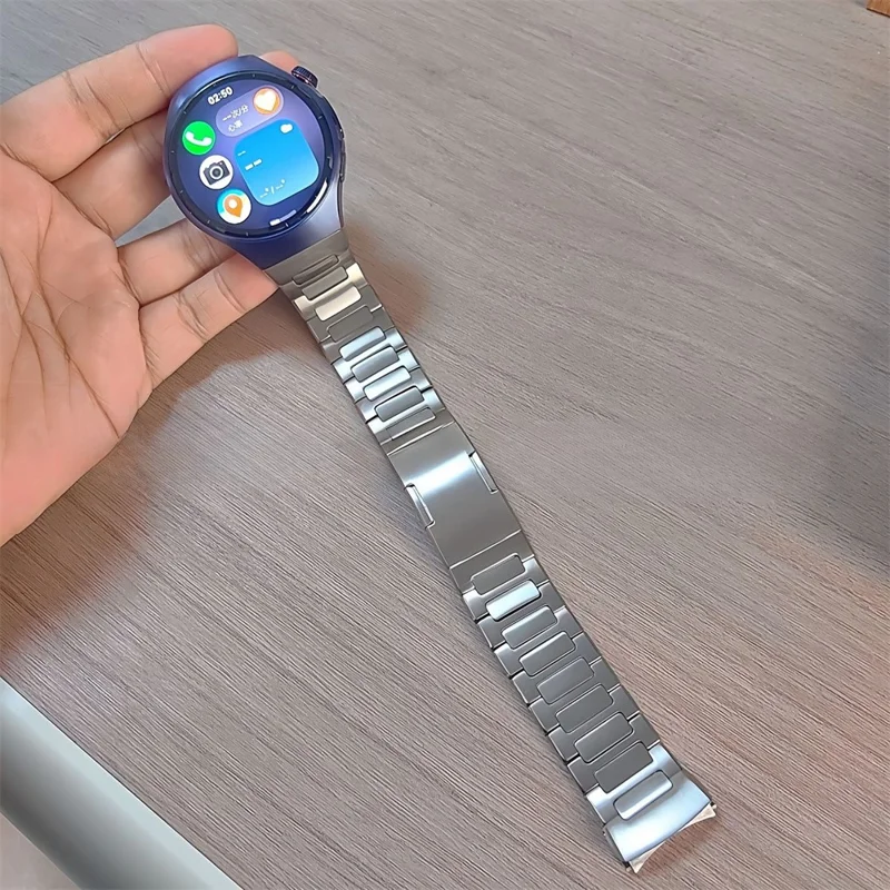 For Huawei Watch 5 46mm Titanium Alloy Watch Band Quick Release One-bead Wrist Strap - Silver